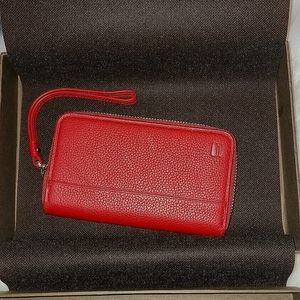 Red Hartman Belting Wristlet
